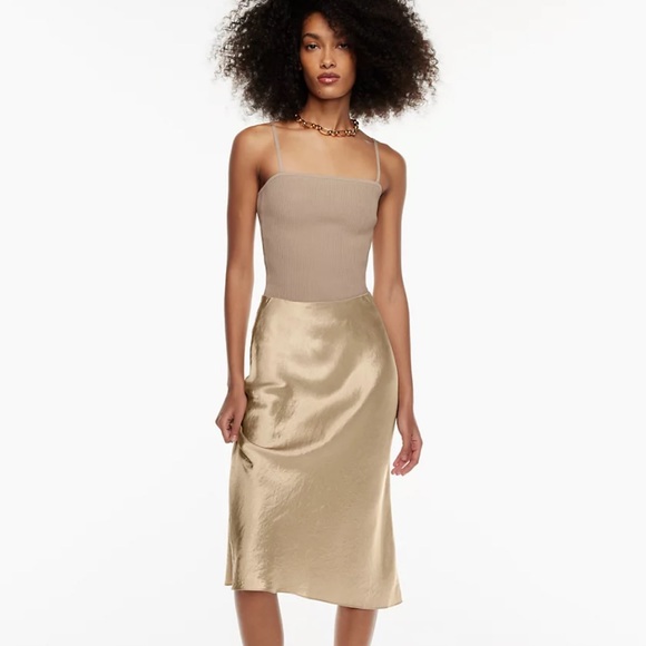 Aritzia Dresses & Skirts - Aritzia Babaton Slip Midi Skirt in Fluent Taupe